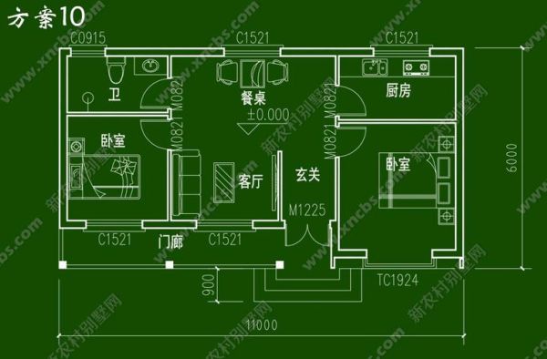 开间11米进深7.5米一层自建房？农村单层房设计
