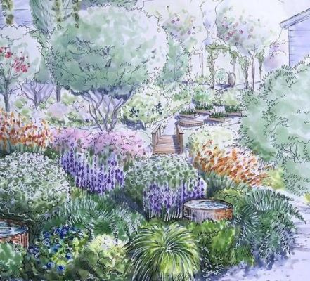 怎么用彩铅画出四季花园？花园景观设计图手绘