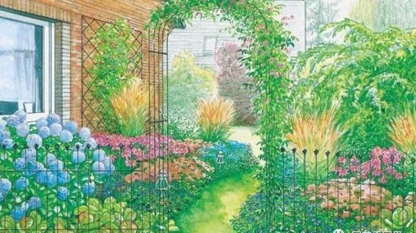 怎么用彩铅画出四季花园？花园景观设计图手绘