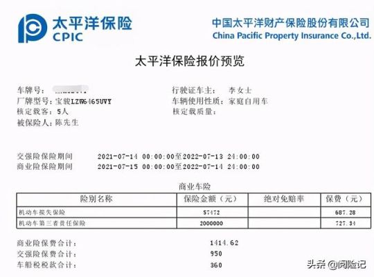 太平洋车险2021报价明细？商业设计报价清单