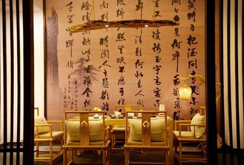 茶楼如何和书法结合？茶室软装方案设计
