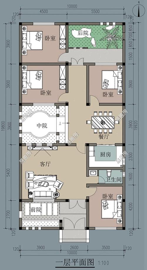 中式复式别墅一层的高度是多少？自建房设计图中式经济型一层