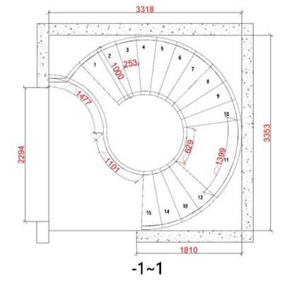 90度半旋转楼梯要多大空间？（二层半室楼梯设计图纸）