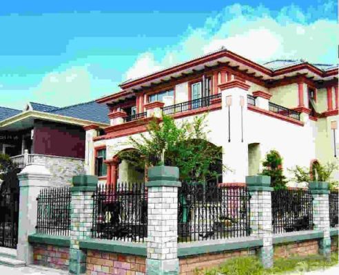 农村自建房挨着马路围墙怎么建？（乡村建房带围墙设计图）
