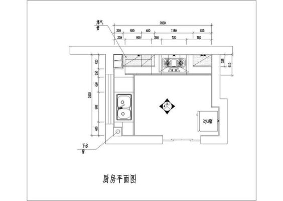 厨房布局图怎么绘制？（简单厨房设计图纸）
