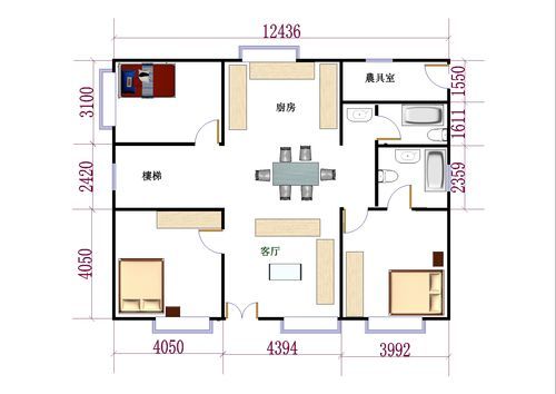 3间平房最佳布局？（农村平房3室1厅设计图）