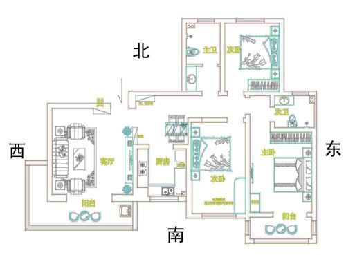 两开间的房子怎样划分九宫格？（两开间房子内部设计图）